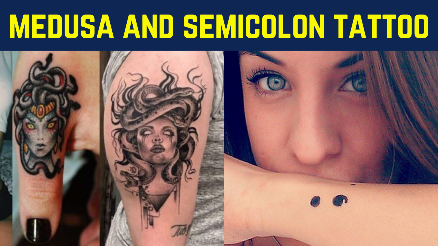 medusa and semicolon tattoo